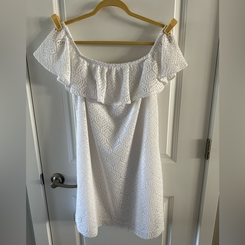Lilly Pulitzer white crocheted off the shoulder dress size extra large